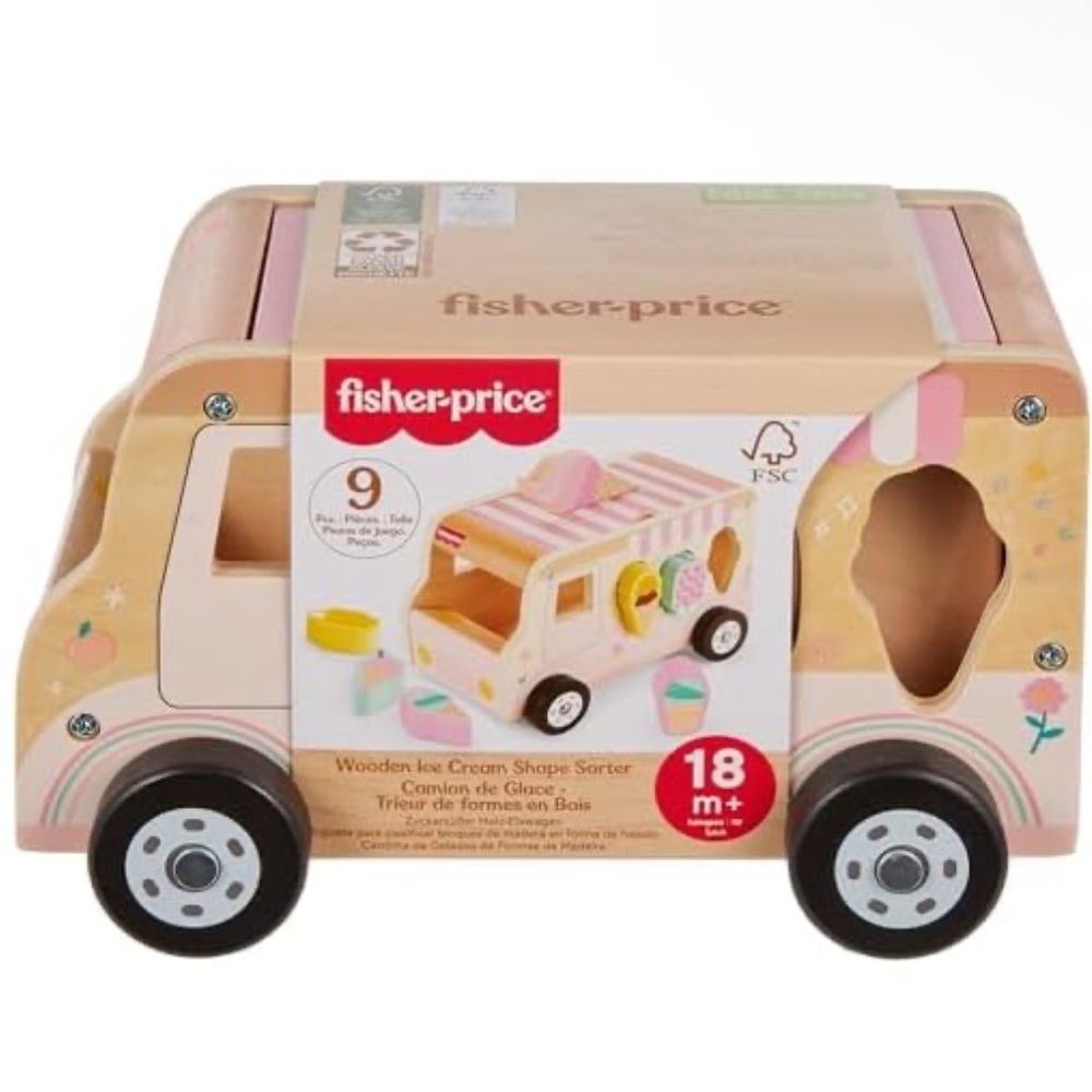 Fisher-Price Wooden Ice Cream Truck Shape Sorter - NEW